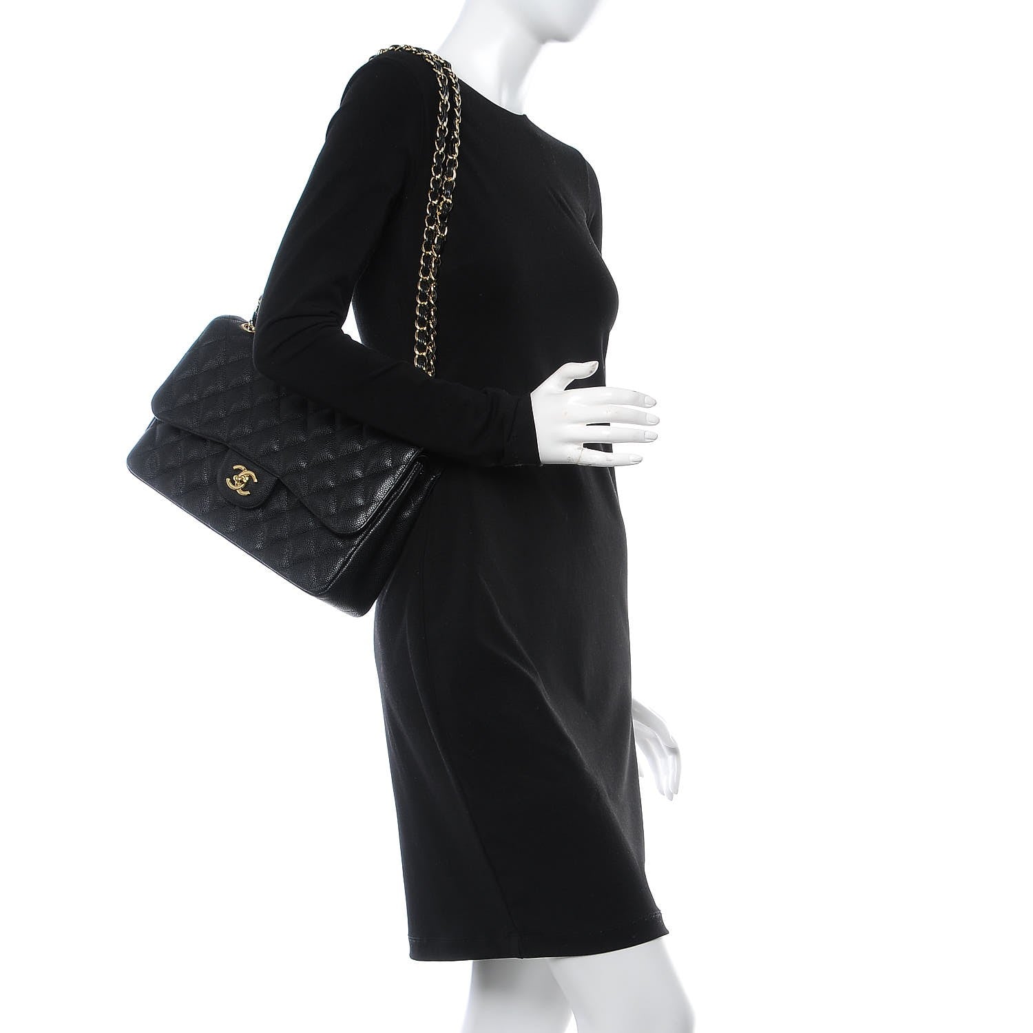 Chanel Caviar Quilted Jumbo Double Flap Black 3 of 8