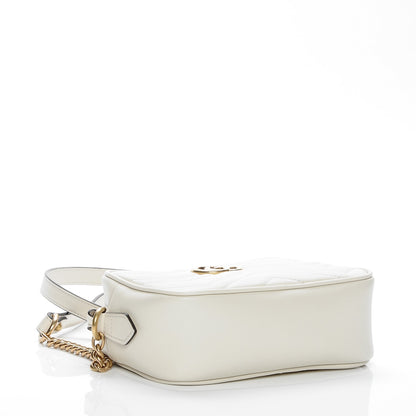 Gucci Calfskin Matelasse Mini GG Marmont Chain Shoulder Bag White 4 of 6