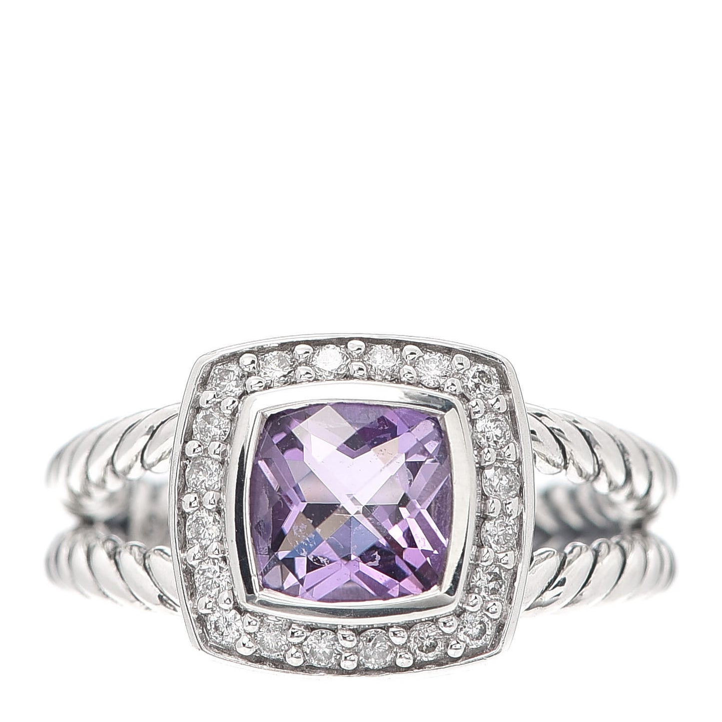Sterling Silver Diamond Amethyst 7mm Petite Albion Ring 53 6.25