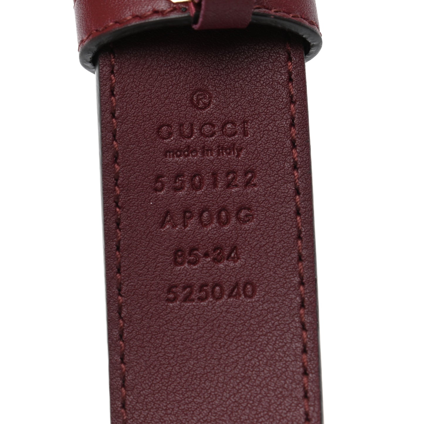 Calfskin Zumi 30mm Belt 85 34 Vintage Bordeaux