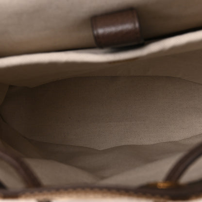 Gucci Monogram Jumbo GG Textured Dollar Calfskin Web Double Buckle Backpack Camel Ebony New Acero Camel Ebony New Acero 4 of 8