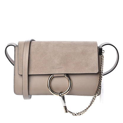 Chloe Suede Calfskin Small Faye Shoulder Bag Motty Grey 2 of 9