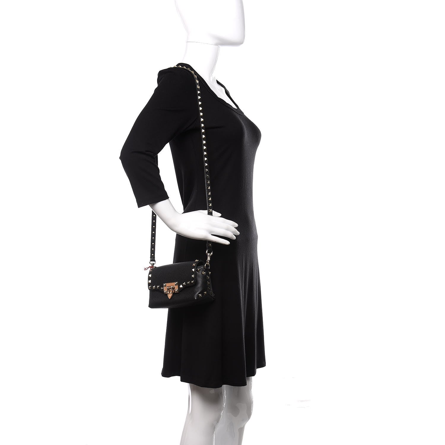 Valentino Garavani Pebbled Calfskin Mini Rockstud Crossbody Bag Black 2 of 9
