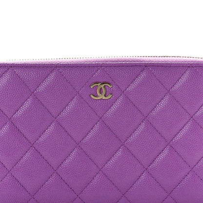 Chanel Caviar Quilted Large Gusset Zip Around Wallet Purple 8 of 8