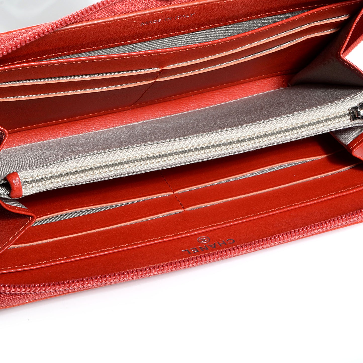 Caviar CC Timeless Large Gusset Zip Around Wallet Orange