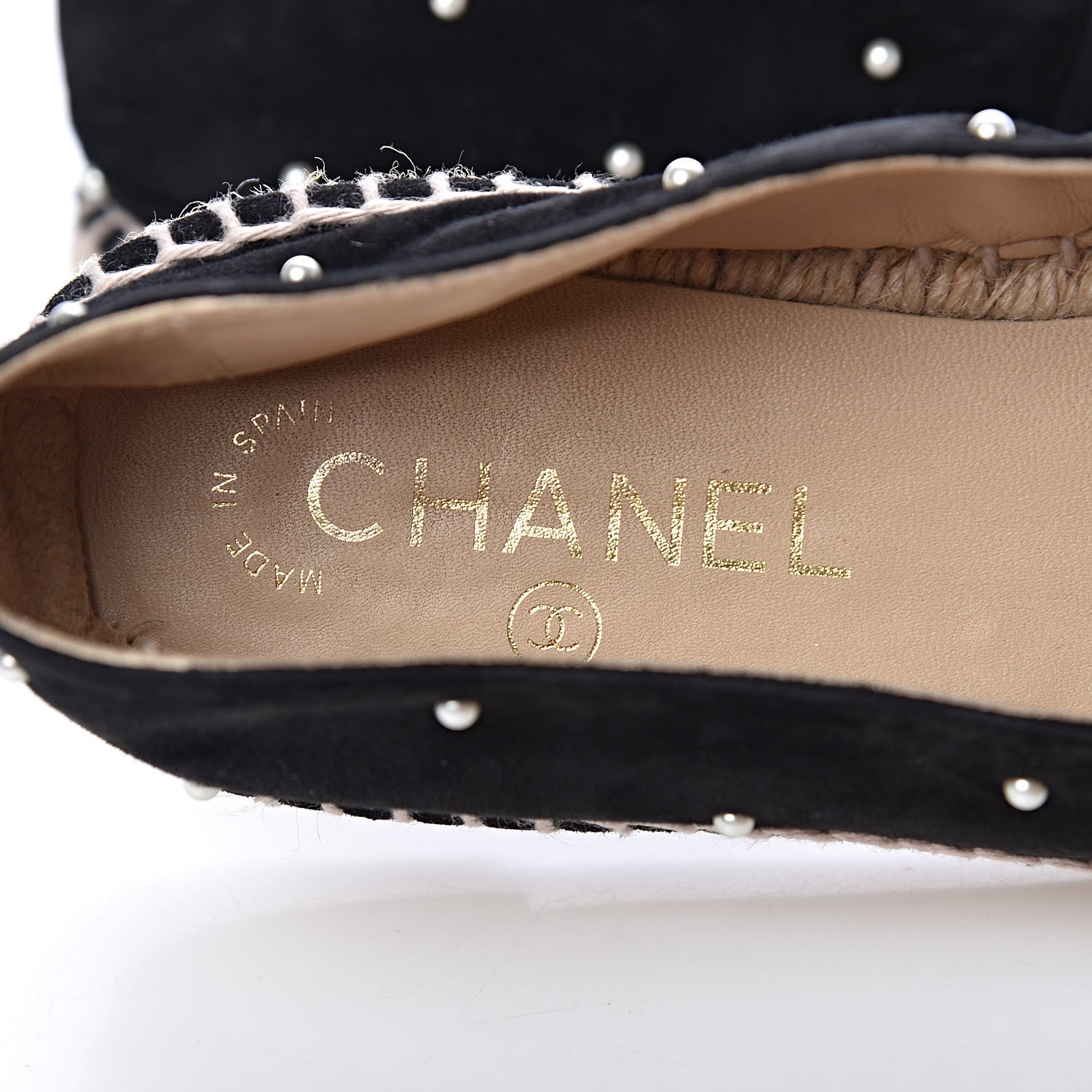 Chanel Suede Pearl CC Espadrilles 39 Black 8 of 11