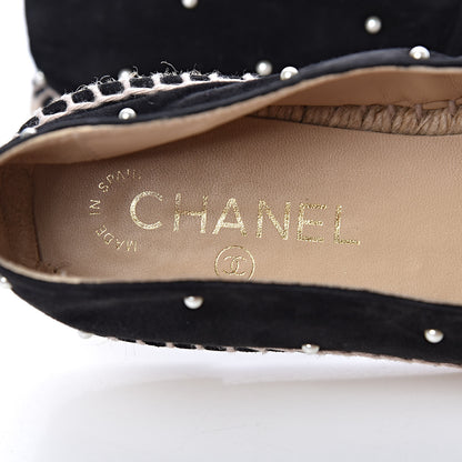 Chanel Suede Pearl CC Espadrilles 39 Black 8 of 11