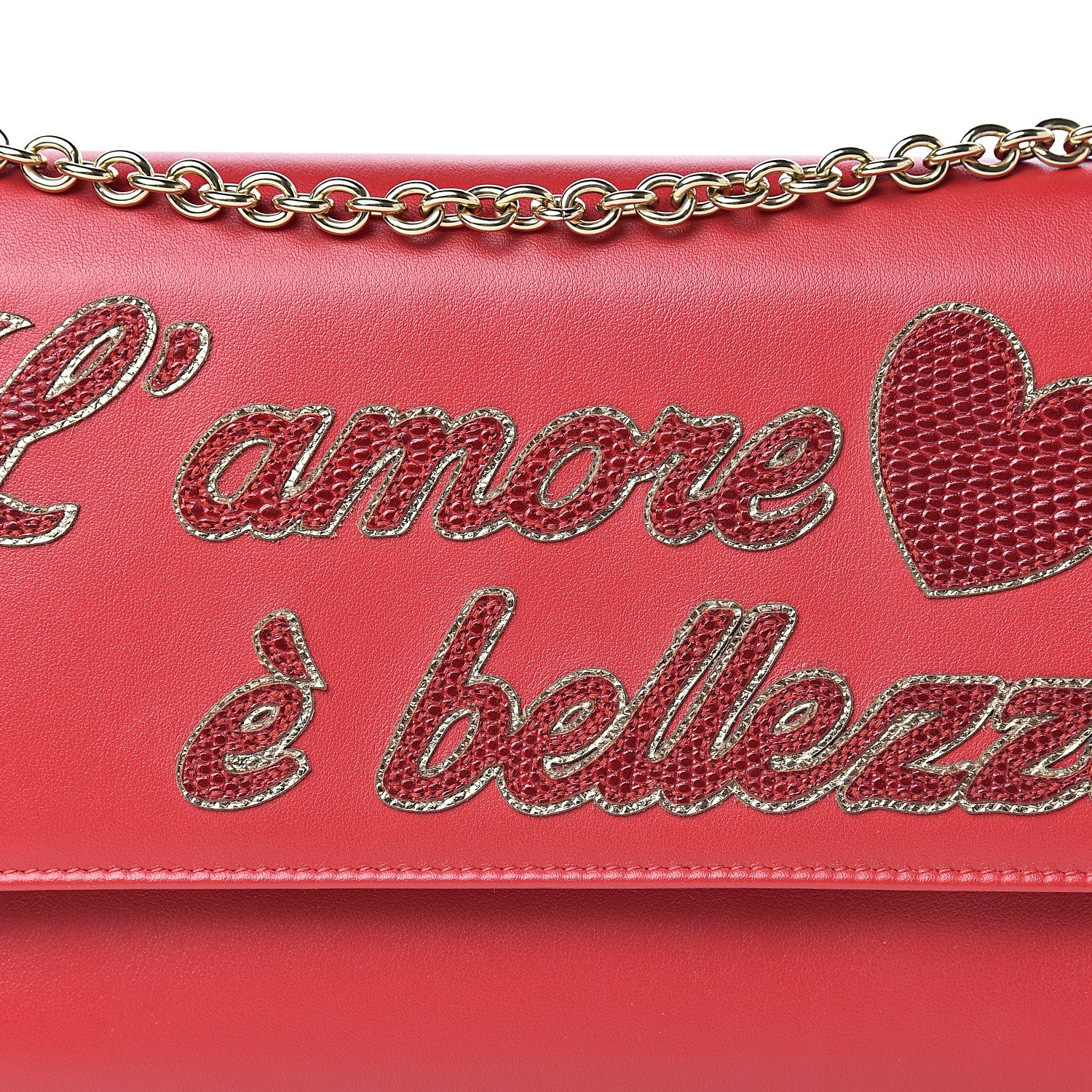 Dolce & Gabbana Vitello Embellished L'amore Wallet On Chain Rosso 7 of 11