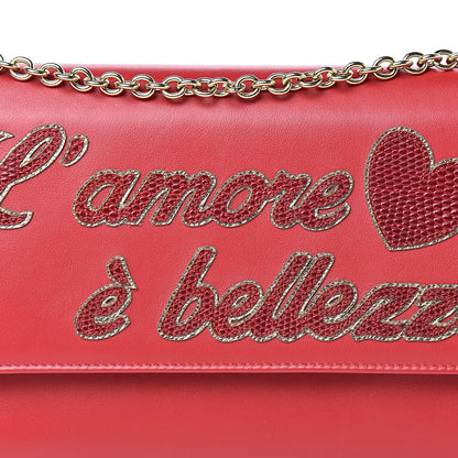 Dolce & Gabbana Vitello Embellished L'amore Wallet On Chain Rosso 7 of 11