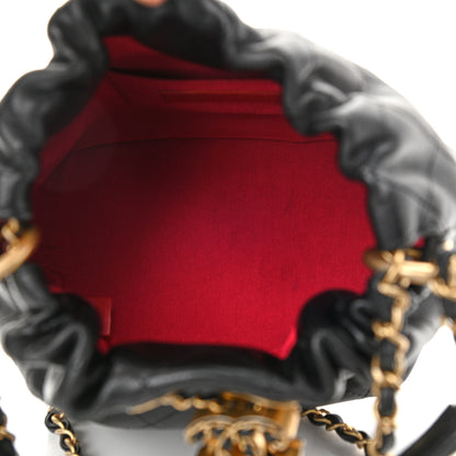 Chanel Lambskin Stitched Drawstring Bag Black 5 of 10