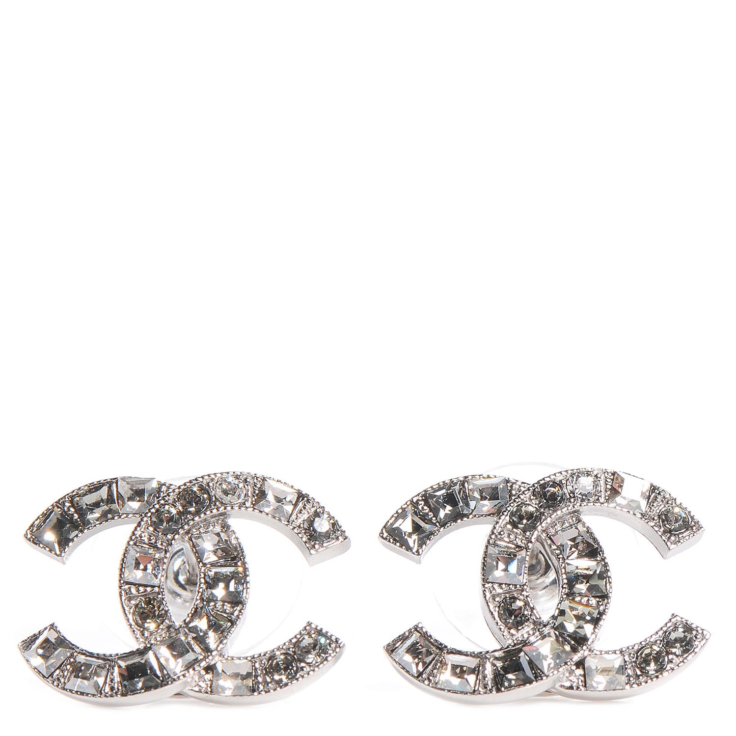 Crystal Baguette CC Earrings Grey