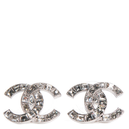 Chanel Crystal Baguette CC Earrings Grey 1 of 5