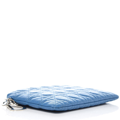 Christian Dior Panerea Canvas Cannage Flat Zip Pouch Cobalt 4 of 7