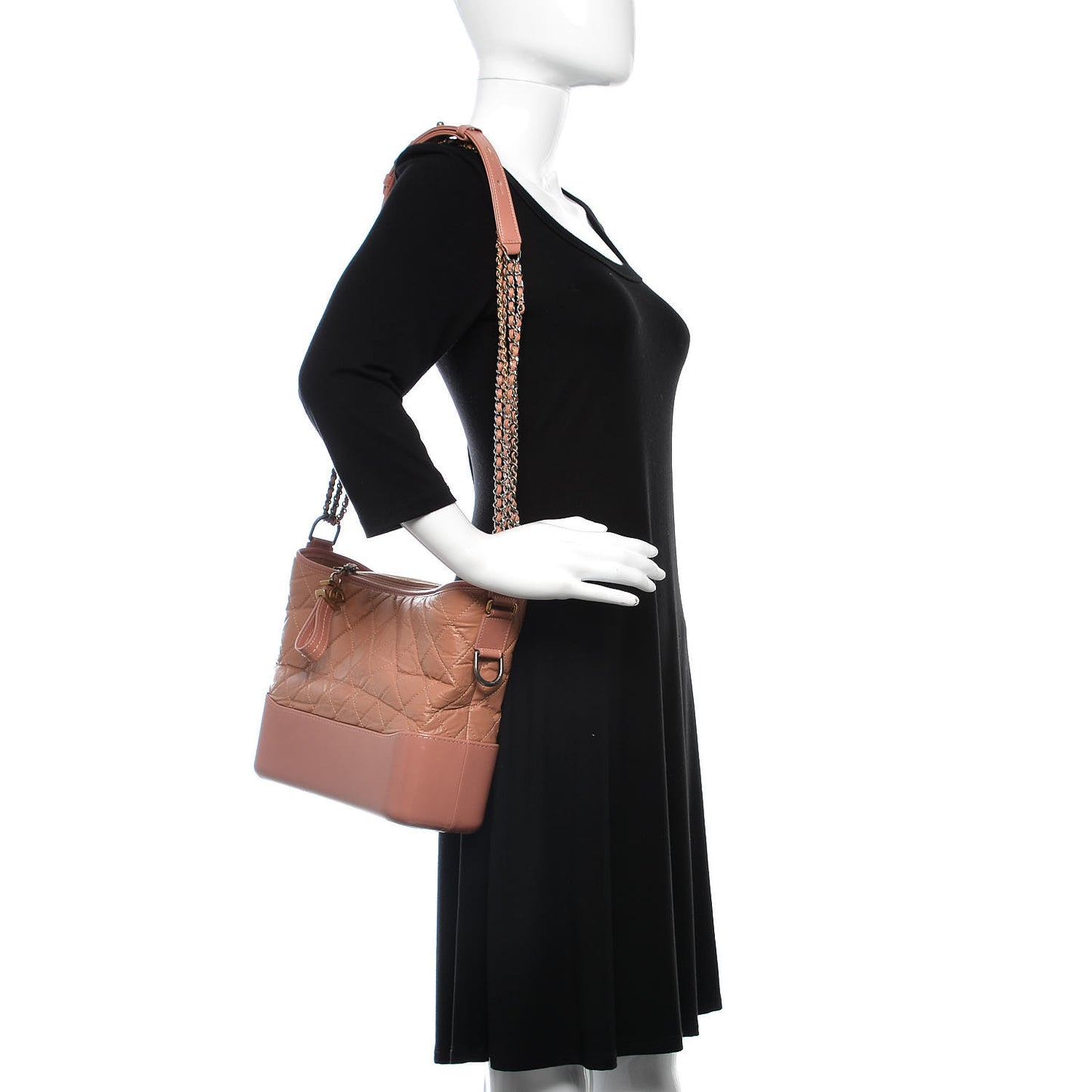 Aged Calfskin Quilted Medium Gabrielle Hobo Pink