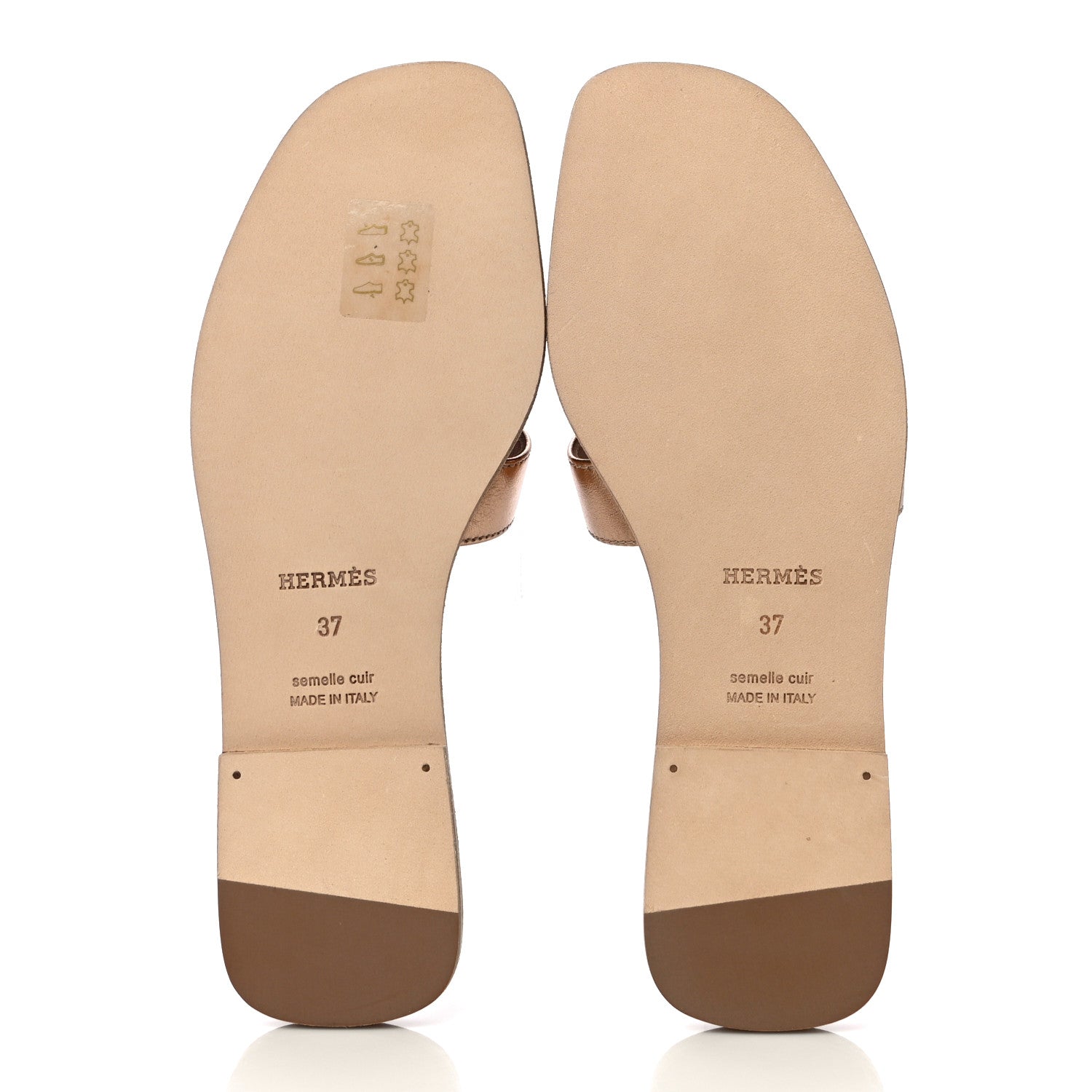 Hermes Metallic Calfskin Oran Sandals 37 Rose Dore 7 of 12