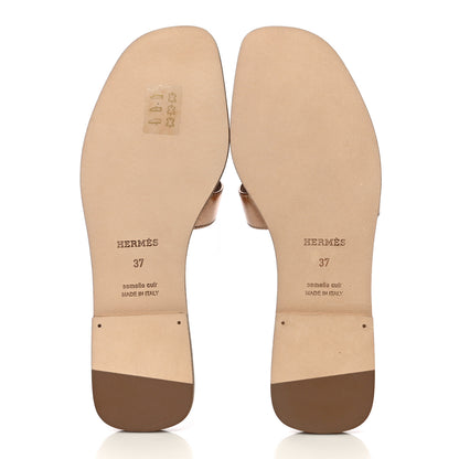 Hermes Metallic Calfskin Oran Sandals 37 Rose Dore 7 of 12