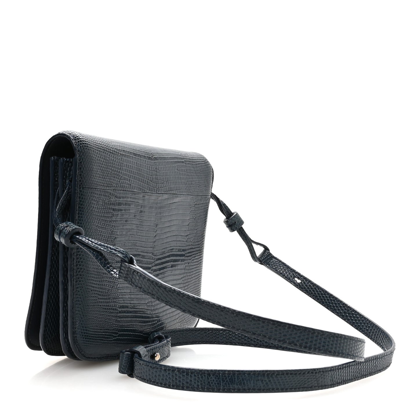 Lizard Large Julien Shoulder Bag Navy