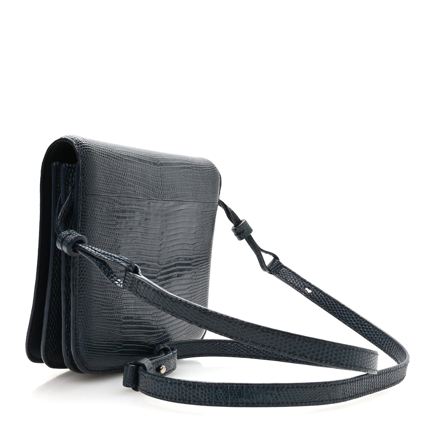 The Row Lizard Large Julien Shoulder Bag Navy 3 of 9
