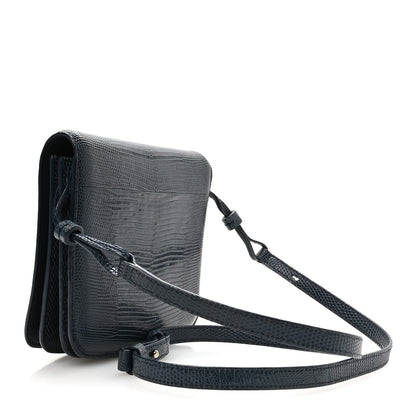 The Row Lizard Large Julien Shoulder Bag Navy 3 of 9