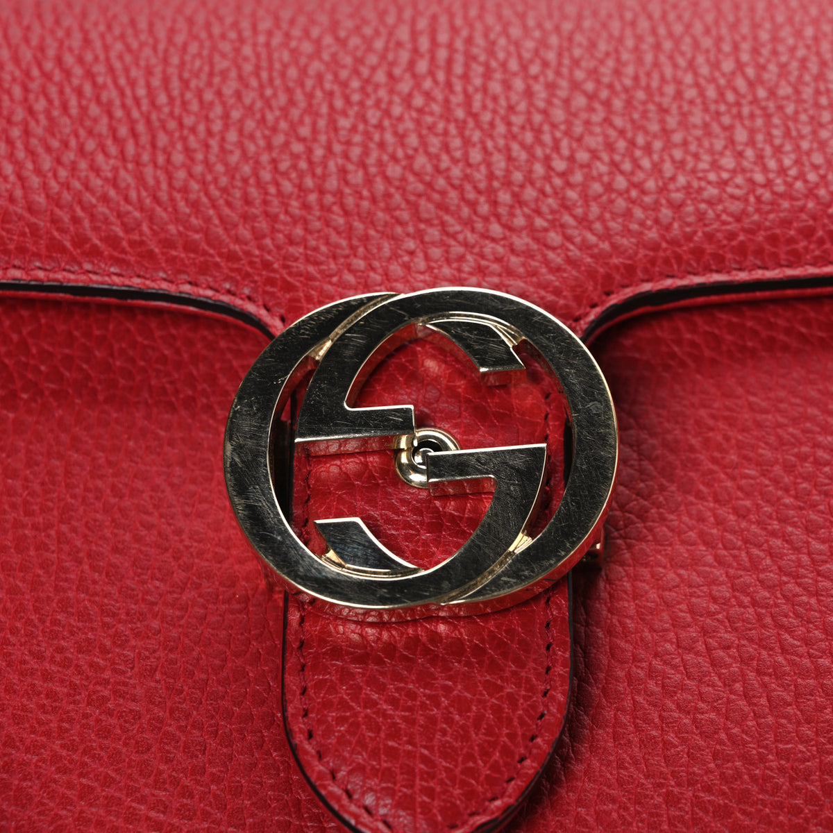 Gucci Dollar Calfskin Small Interlocking G Shoulder Bag Red 11 of 11