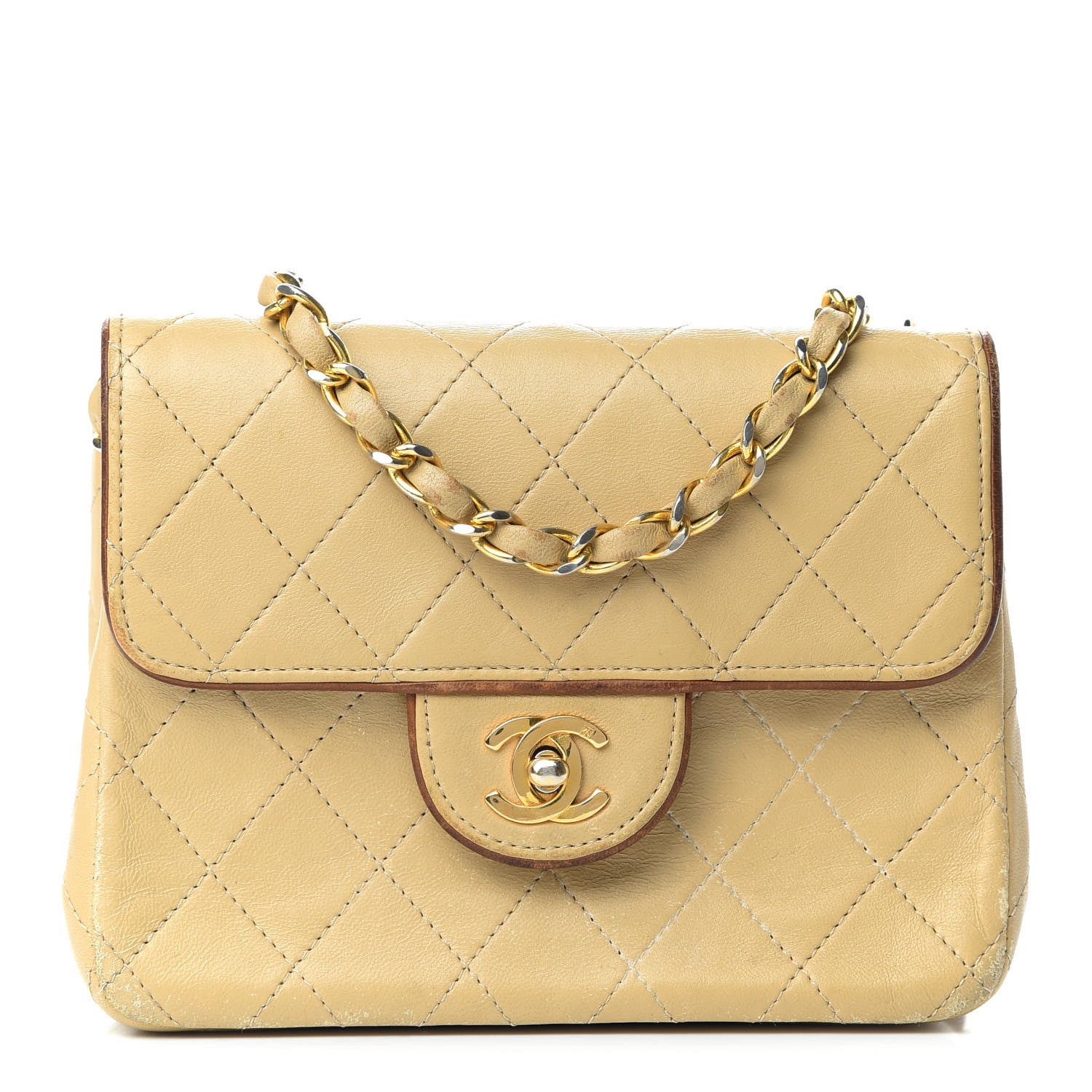 Chanel Lambskin Quilted Mini Square Flap Beige 1 of 10