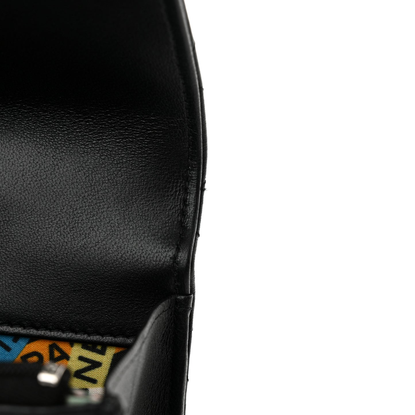 Lambskin Quilted Metal Top Handle Wallet On Chain WOC Black