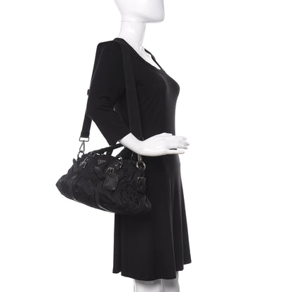 Prada Tessuto Nylon Nappa Braided Gaufre Shoulder Bag Black 2 of 9