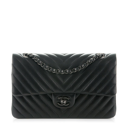 Chanel Lambskin Chevron Quilted Medium Double Flap So Black 1 of 9