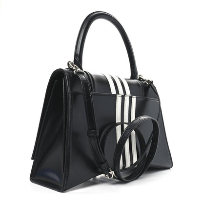 Balenciaga X ADIDAS Shiny Box Calfskin Medium Hourglass Top Handle Bag Black White 3 of 9