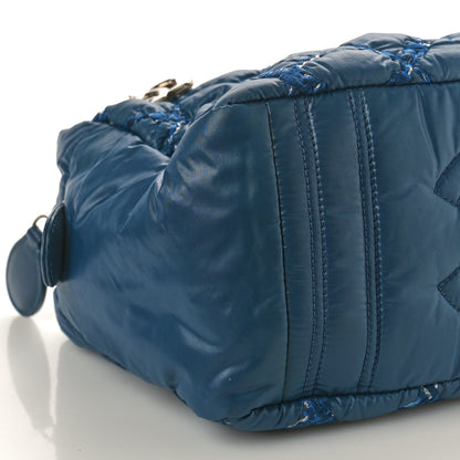 Chanel Nylon Quilted Tweed Stitch Bubble Camera Case Blue 10 of 13