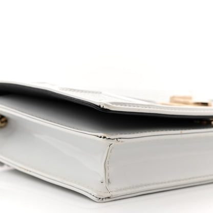 Christian Dior Patent Micro-Cannage Diorama Wallet on Chain Pouch Metallic White 9 of 11