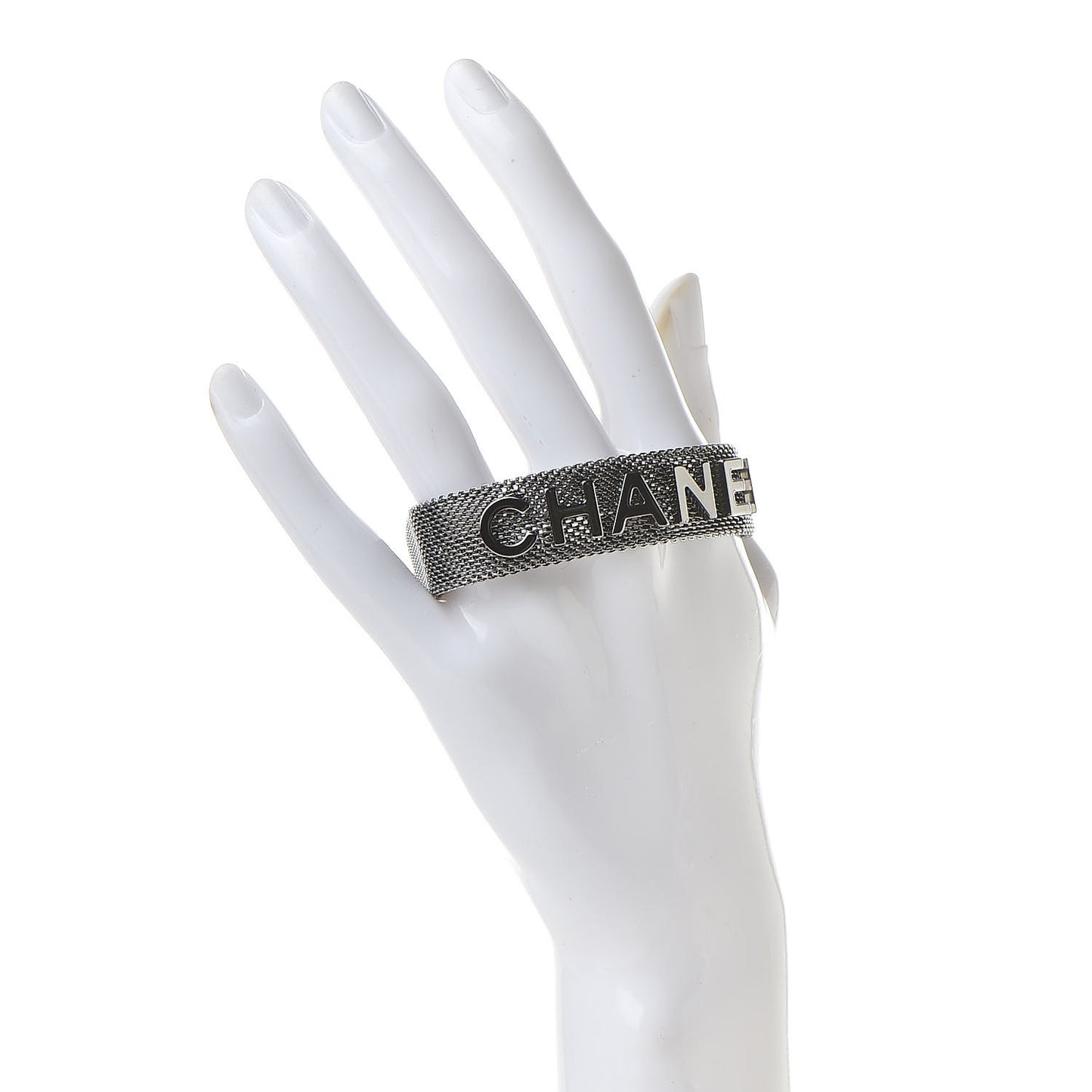 Metal Mesh Logo Bracelet Silver