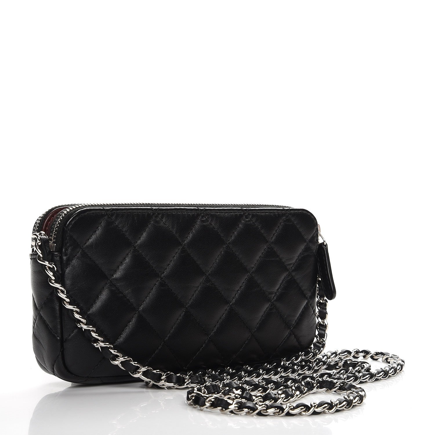 Chanel Lambskin Quilted Small Clutch With Chain Black 3 of 9