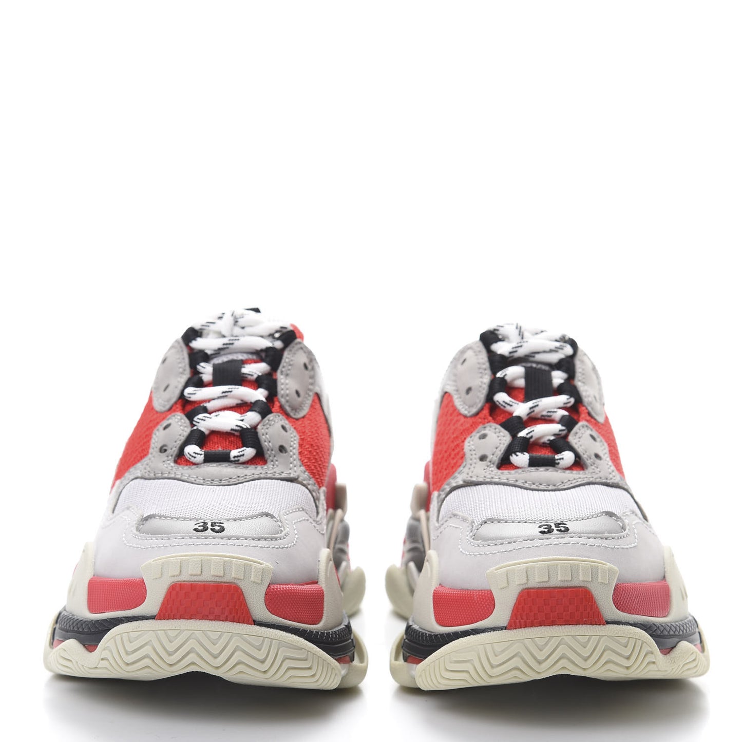 Fabric Mesh Womens Triple S Sneakers 35 Red Grey White