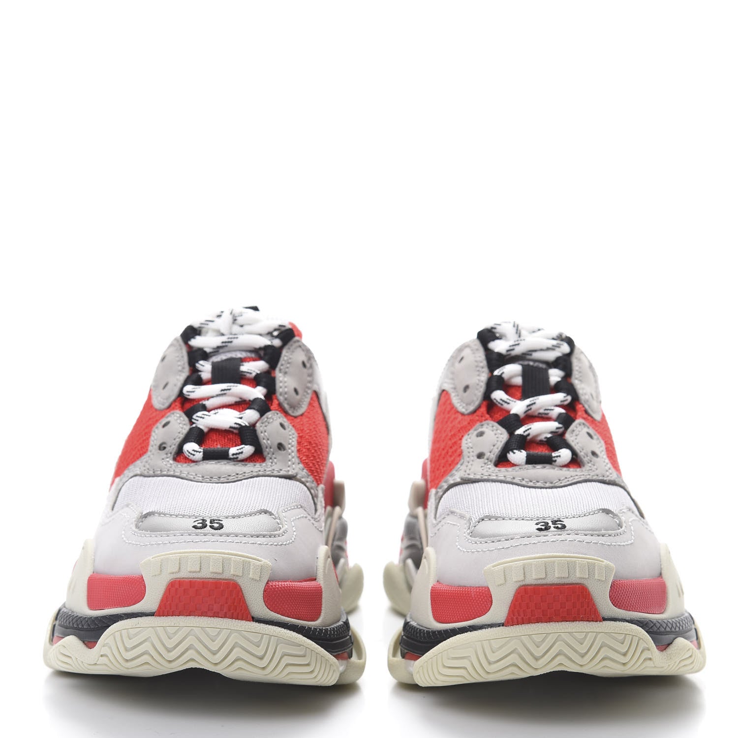 Balenciaga Fabric Mesh Womens Triple S Sneakers 35 Red Grey White 2 of 7