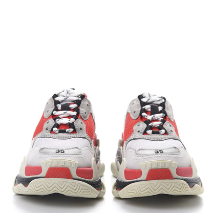 Balenciaga Fabric Mesh Womens Triple S Sneakers 35 Red Grey White 2 of 7