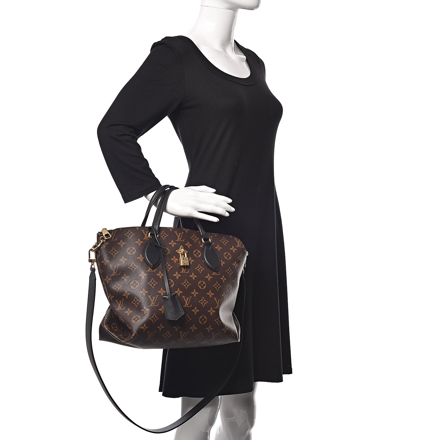 Louis Vuitton Monogram Flower Zipped Tote MM Black 2 of 9