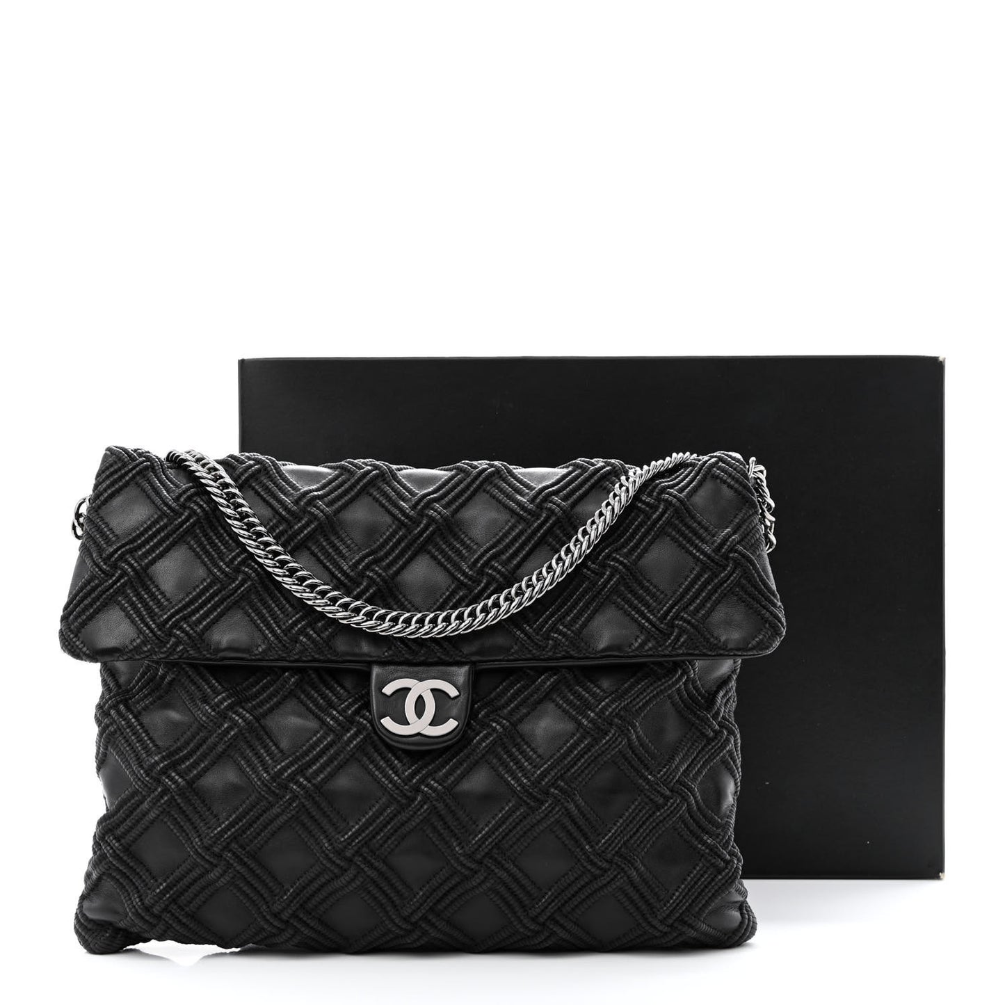 Lambskin Stitched Large Walk Of Fame Flap Black