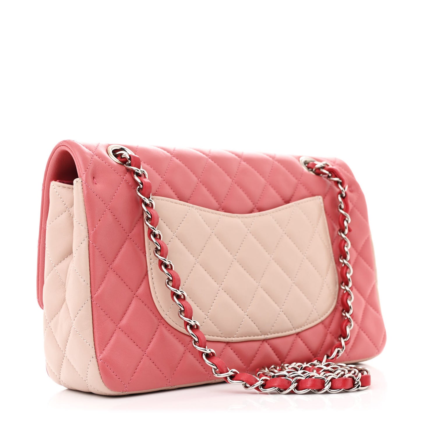 Lambskin Quilted Tri-Color Medium Valentine Charms Single Flap Pink