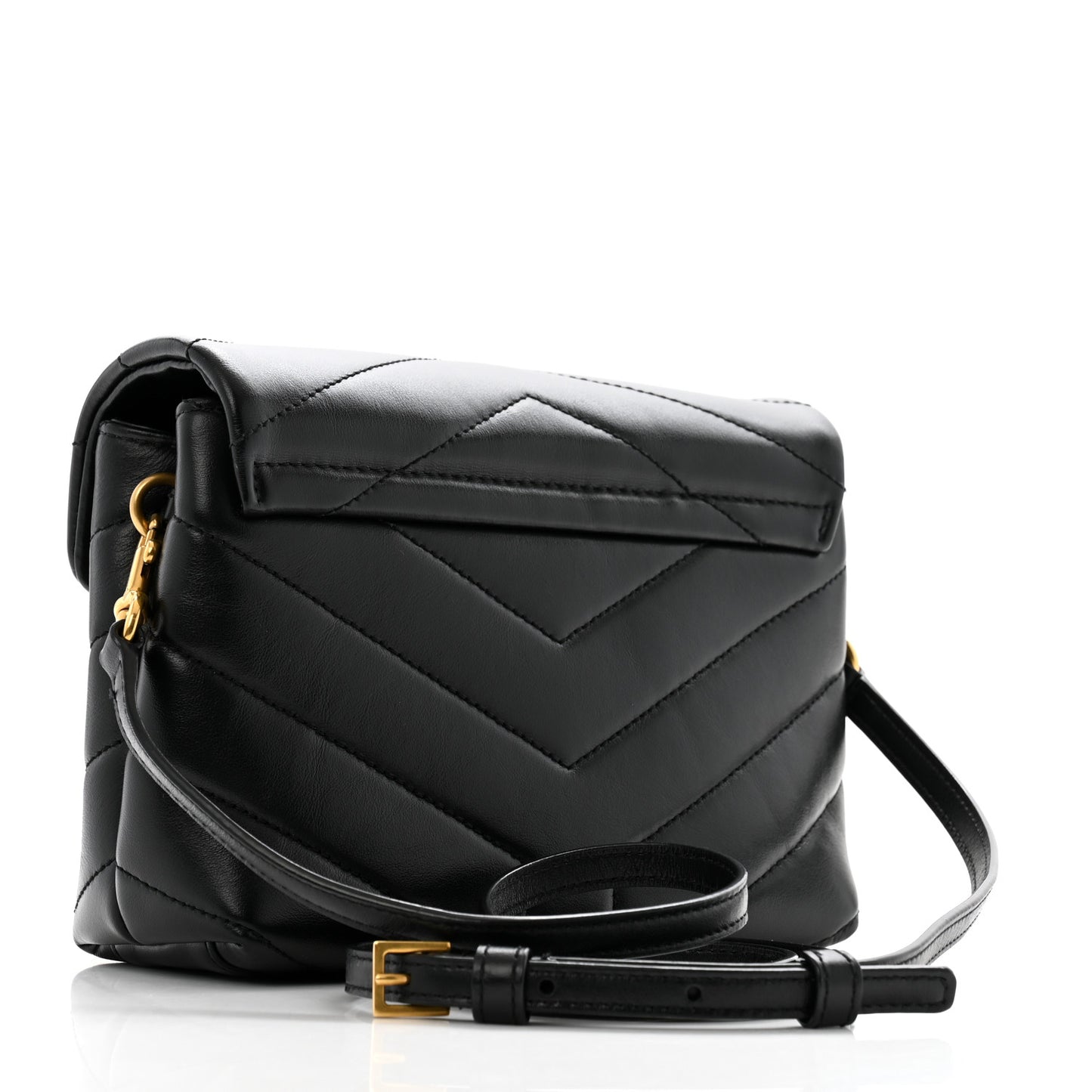Calfskin Y Quilted Monogram Toy Loulou Crossbody Bag Black