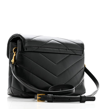 Saint Laurent Calfskin Y Quilted Monogram Toy Loulou Crossbody Bag Black 3 of 12