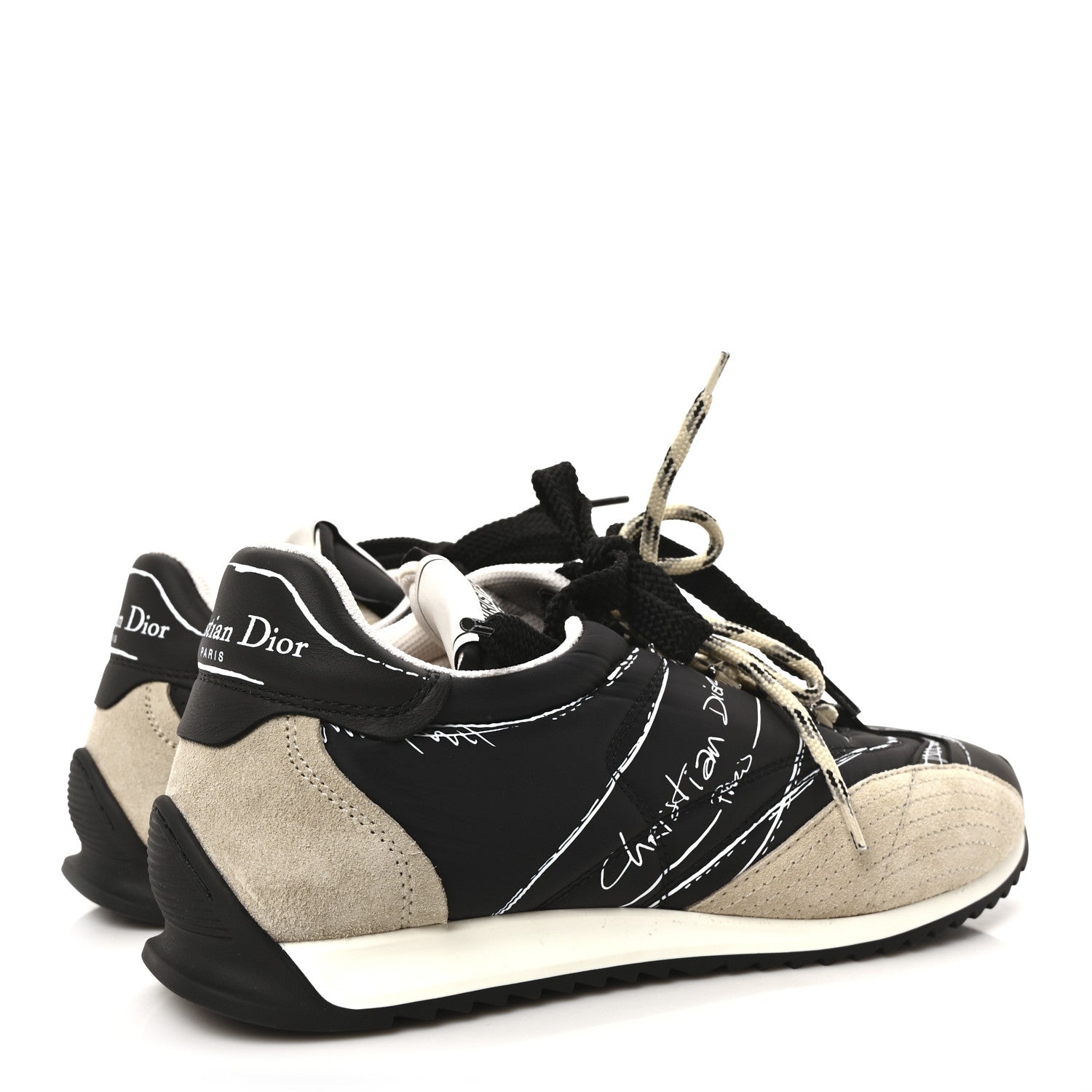 Christian Dior Metallic Lambskin Suede Womens D-Sketch Sneakers 39 Steel 38.5 Black 5 of 9