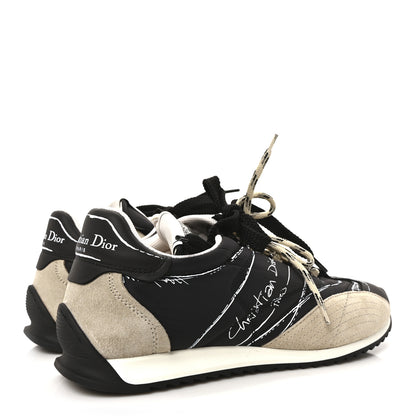 Christian Dior Metallic Lambskin Suede Womens D-Sketch Sneakers 39 Steel 38.5 Black 5 of 9