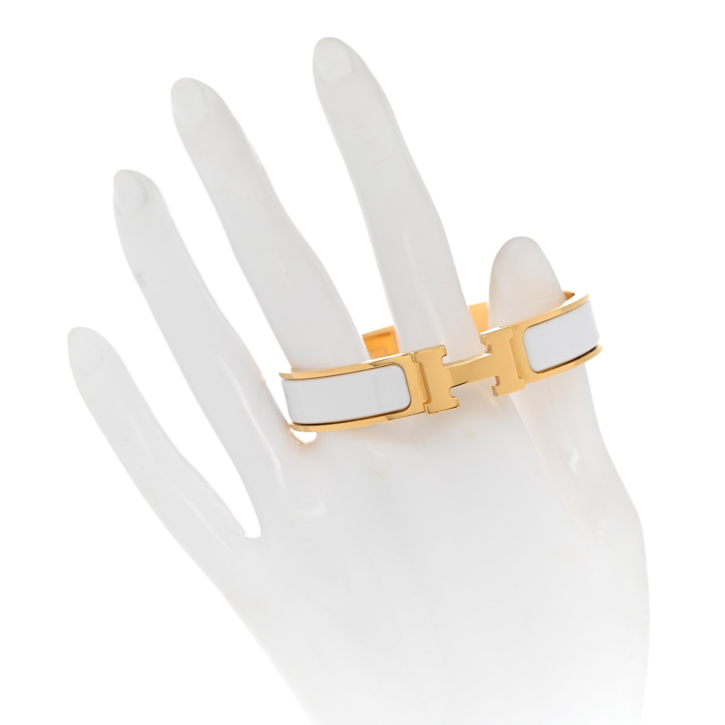 Enamel Narrow Clic Clac H Bracelet PM White