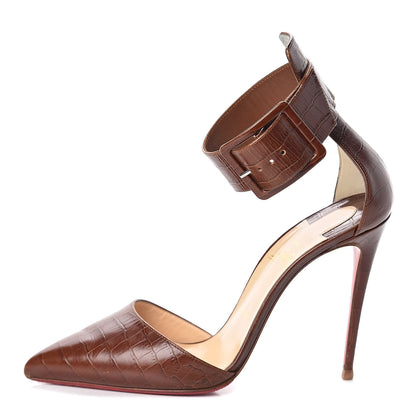 Christian Louboutin Calfskin Nil Harler 100 Ankle Strap Pumps 41 Cuoio 1 of 15