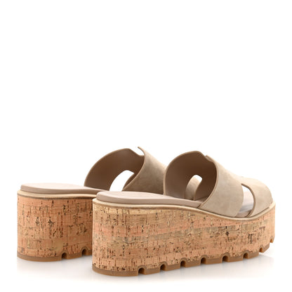 Hermes Suede Goatskin Cork Eze 30 Sandals 37 Beige Argile 5 of 11
