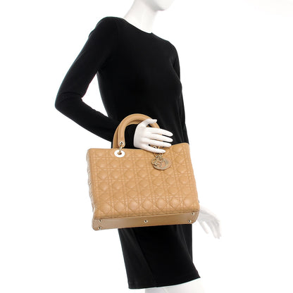 Christian Dior Lambskin Cannage Large Lady Dior Beige 4 of 14