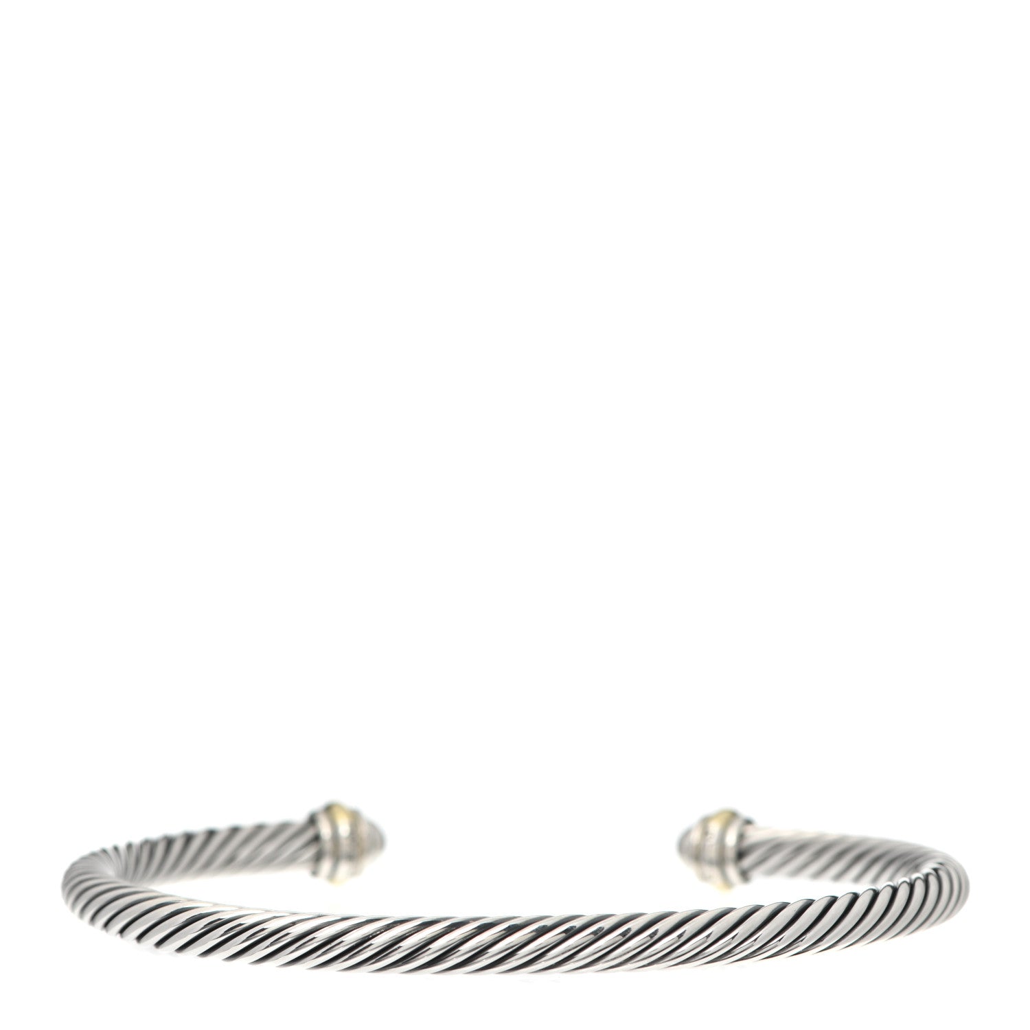 David Yurman Sterling Silver 18K Yellow Gold 4mm Cable Classics Bracelet 3 of 4