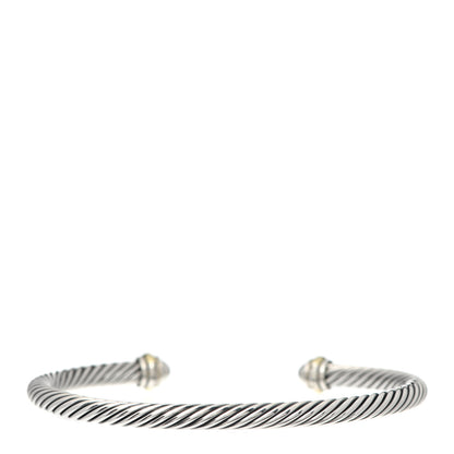 David Yurman Sterling Silver 18K Yellow Gold 4mm Cable Classics Bracelet 3 of 4