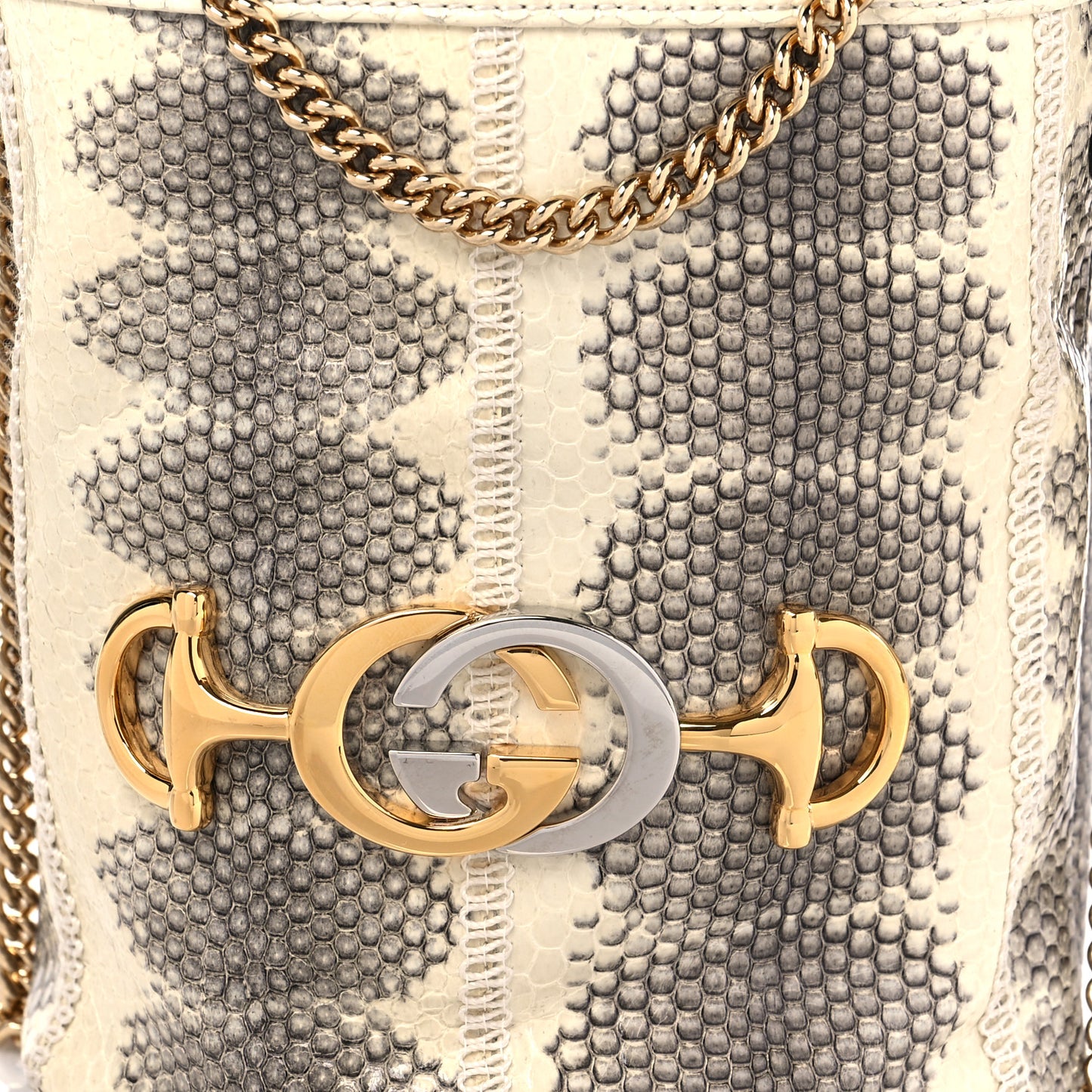 Snakeskin Mini Zumi Bucket Bag Grey